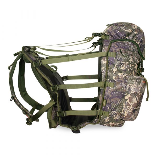 Mochila de caza con bolsillo para rifle Suede Camo 65 litros PF Pro Nature by Marsupio