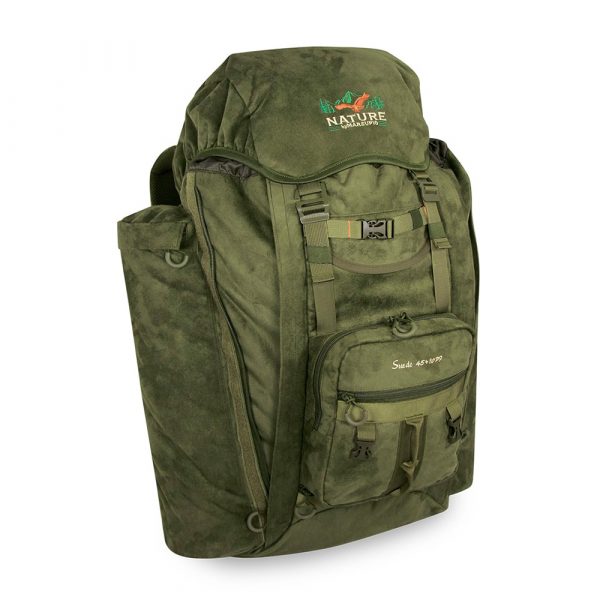 Mochila de caza con bolsillo porta rifle Suede 45 +10 litros Nature by Marsupio