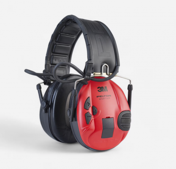 Casco Electrónico Caza-Tiro Deportivo 3M™ PELTOR™ SportTac 26Db Rojo/Negro
