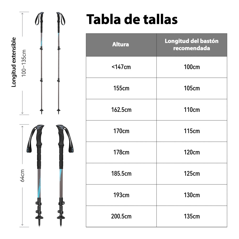 Bastones de senderismo extensibles con luz integrada Beamwalk T3 Trekking Olife