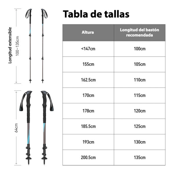 Bastones-de-trekking-Olife-Trekpal-T3-imagen-de-la-tabla-de-medidas Bastones de senderismo extensibles Trekpal T3 Trekking Olife