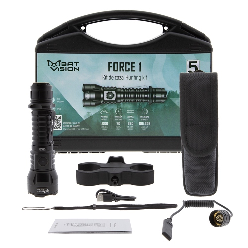 Linterna LED B-Vision FORCE ONE 1.000 lum con kit de caza Linterna LED B-Vision FORCE ONE 1.000 lum con kit de caza